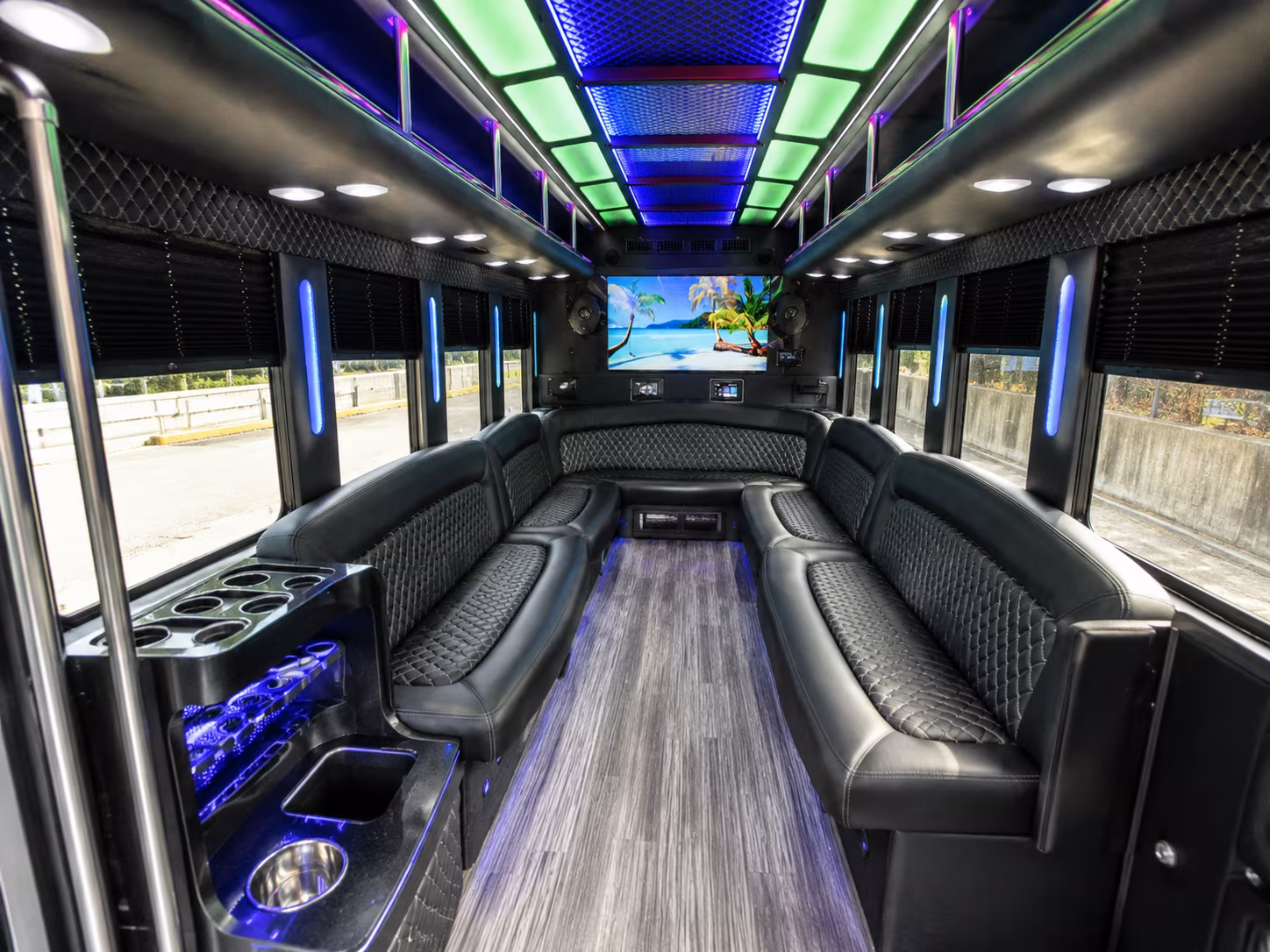 broken arrow 18 passenger party bus inside