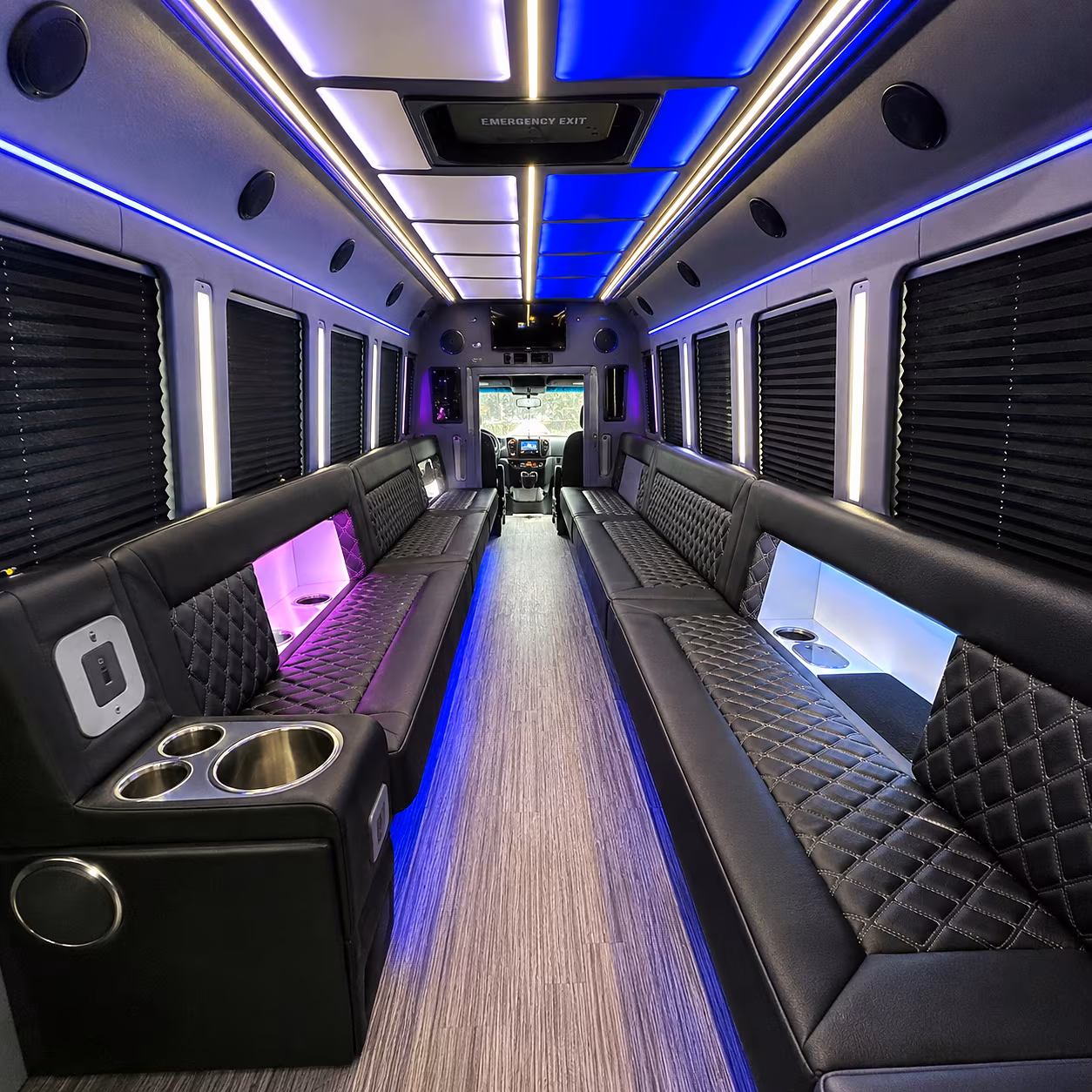 broken arrow party bus rental interior